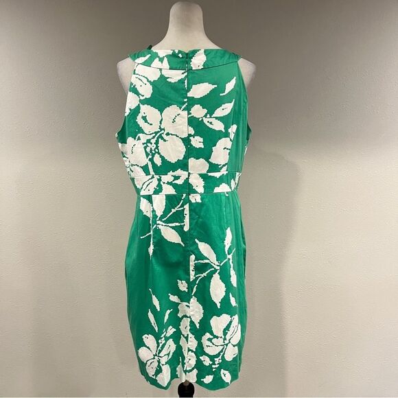 Studio I Floral Green and White Sleeveless v-neck formal Dress size 14 - Picture 6 of 14